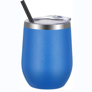 12oz stainless steel wine tumbler with lid and straw